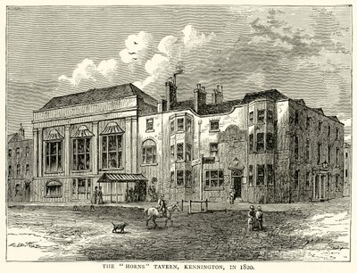 La taberna de los Cuernos, Kennington, en 1820 de English School